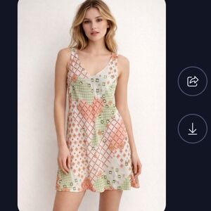 Click By Color Me Cotton 100% Linen  Dress Size S V Neck Sleeveless Lined